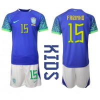 Brasilia Fabinho #15 Vieras Peliasu Lasten MM-kisat 2022 Lyhythihainen (+ Lyhyet housut)